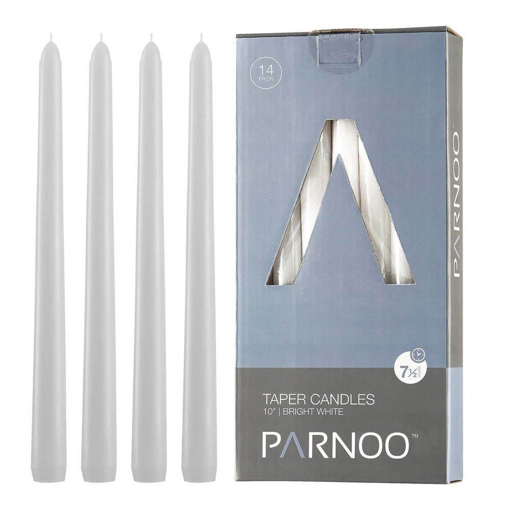 White Taper Candles – Set of 14 Dripless – 10 inch 10 inch,