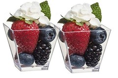 100 Ct Elegant Square Mini Cube 2oz Clear Tasting Sample 100 Count (Pack of 1)