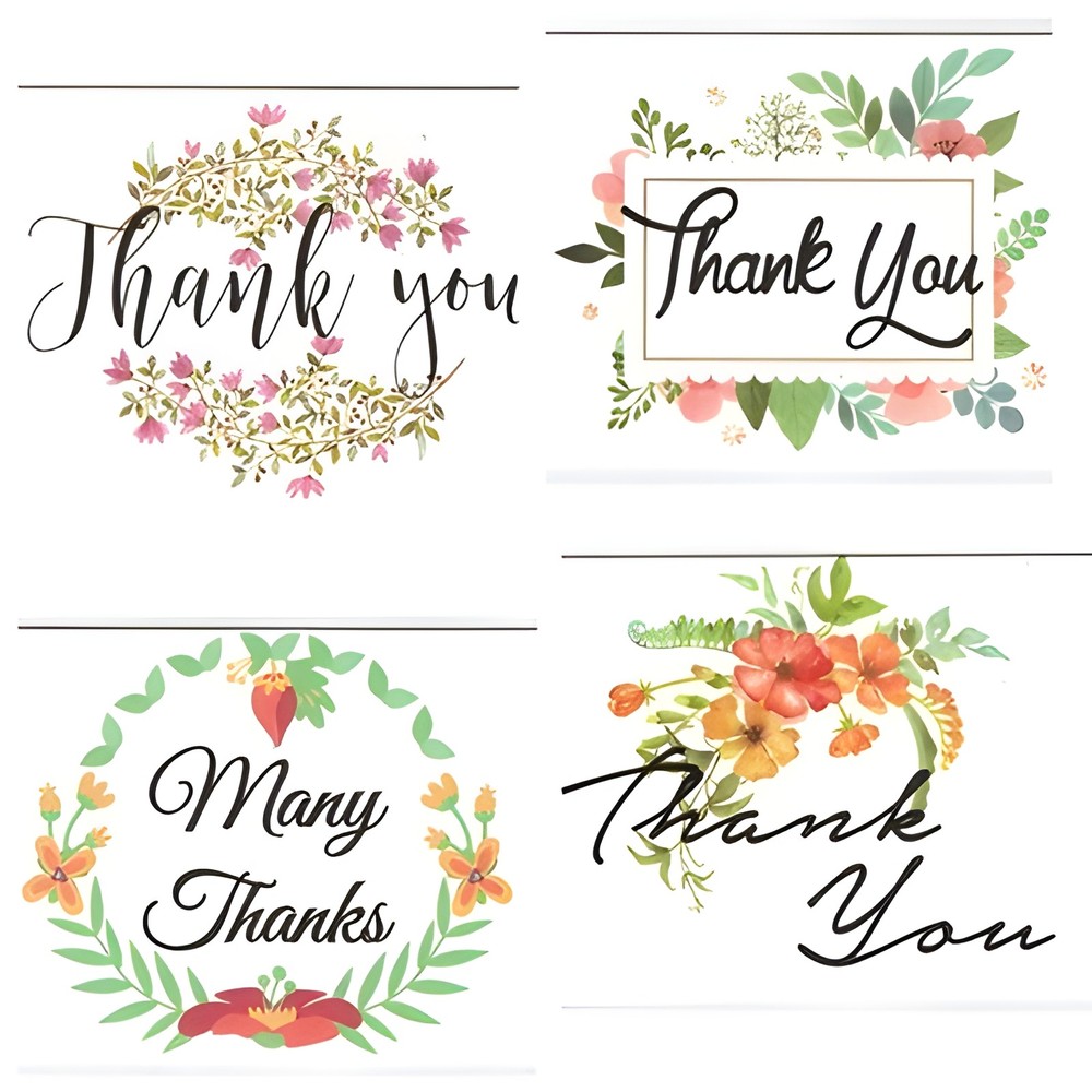 100 Floral All Occasions Thank You Cards with Envelopes Set 4×6 Invitation Note