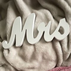 White Wooden Mr & Mrs Wedding Table Centerpiece Modern Matte Decor