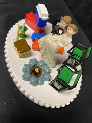 Groom top Lantern Camp Fire Wedding Cake Topper Hunting Country Western
