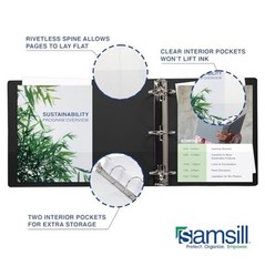 3 Ring Binders, Economy Round Ring, Clear View Cover, 550 4-Pack Black 3 Inch