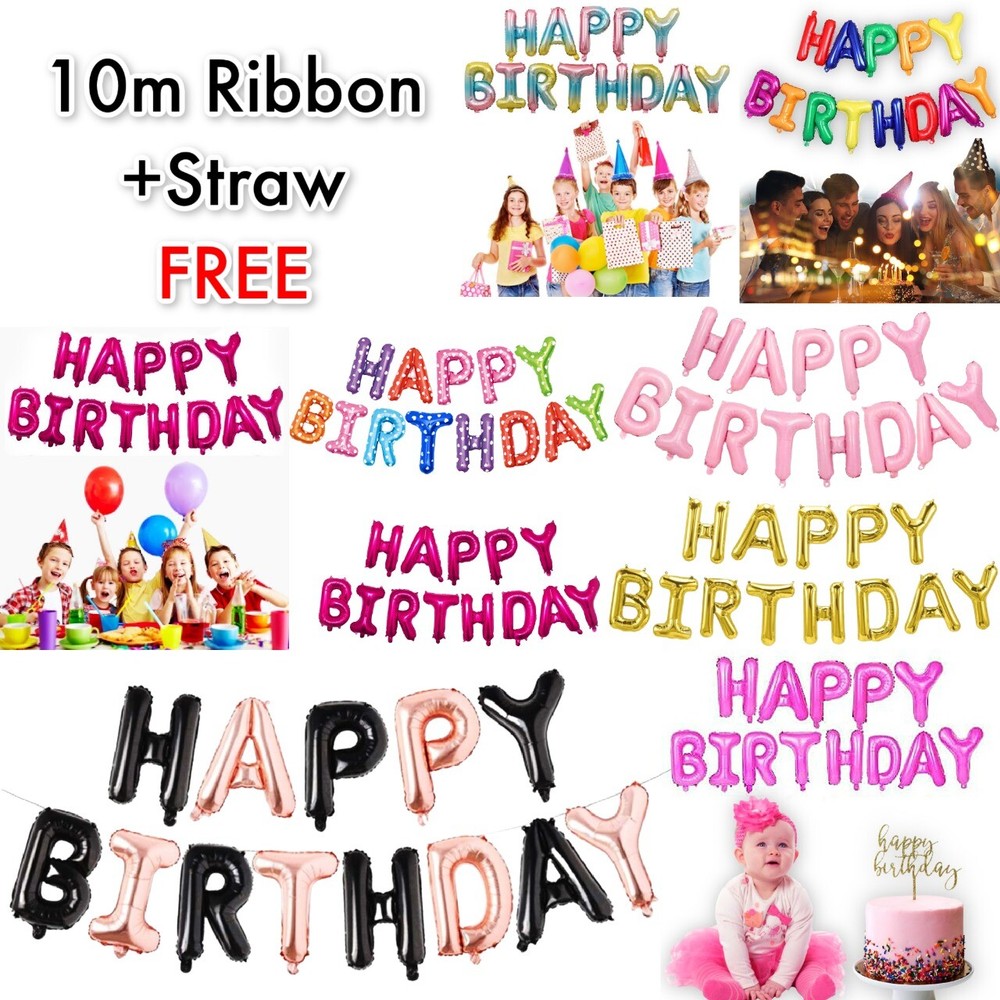 Large Happy Birthday Self Inflating Balloon Banner Bunting Party Decoration UK