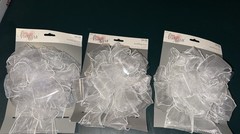 3 Sheer White Wedding Bows 8.5” x 14” NEW