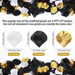 1600 Pcs Bulk Artificial Rose Flower Petals for Wedding Gold, White, Black