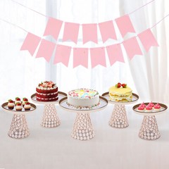 5-piece Crystal Cake Stand-french Gold Cake Stand For Wedding & Ceremony Bakery
