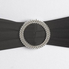 10 Black Spandex CHAIR SASHES with Silver Round Buckles Wedding Decorations SALE