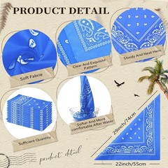 Suhine 12 Pcs Bandanas Bulk for Women Men 22 x 22 Inch Paisley Headband Cowbo…