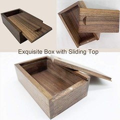 Wood Gift Box with Sliding Top, Discrete Sliding-Lid Wooden Boxes Walnut(S)