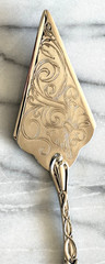 Vintage Silver Tone Cake Pie Server Butterfly Floral Scroll Handle Dessert Slice