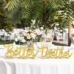 11.8″ Better Together Wedding Table Sign, Gold Elegant Wood Letters for Sweethea