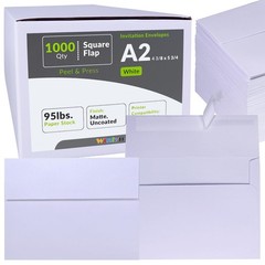 Winlyn 1000 Pcs White A2 Invitation Envelopes, Peel 1000 White,