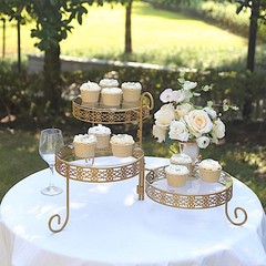 Gold Clear 28″ Round 3-Tier Metal Rotating Cupcake Stand Acrylic Plates Party