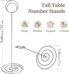 Table Number Holders 8.75 Inch Tall Silver Place Card Stands Wedding Party