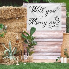 Coume Will You Marry Me Tapestry Sign Proposal Banner Wall white