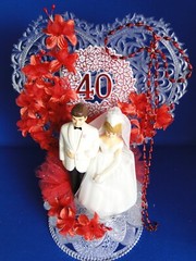New 40th Wedding Anniversary Heart decor caketop with Bride & Groom #21