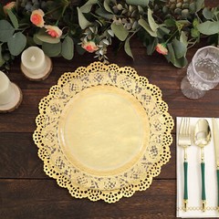100 GOLD 12″ Round Disposable Lace PAPER DOILIES PLACEMATS Event Party Supplies