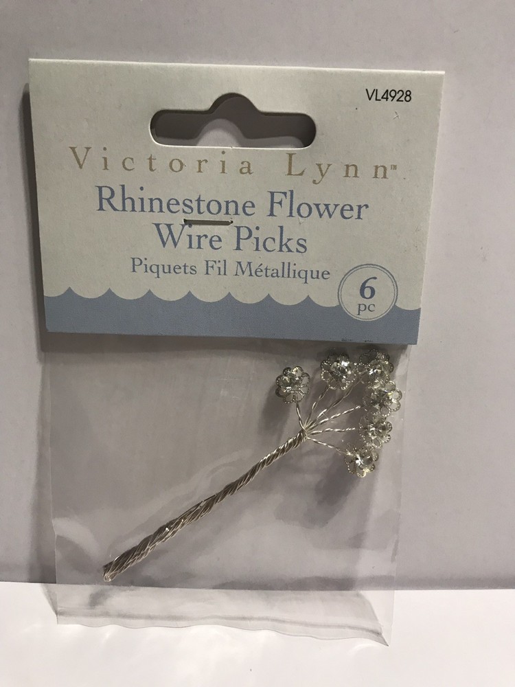 Victoria Lynn Rhinestone Flower Wire Picks 6pc New