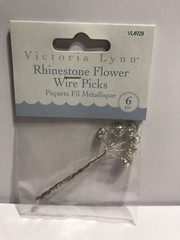 Victoria Lynn Rhinestone Flower Wire Picks 6pc New