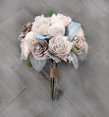 Natural Cream Bridal Bouquet Bark Skin Sola Wood Bridesmaid Wedding Flowers