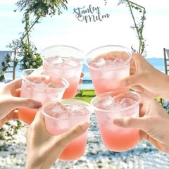 100 Round Bottom Plastic Cups 12 oz Disposable Stemless Wine Glasses