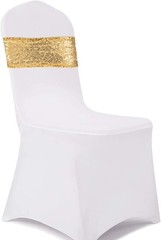 Set of 10 Sequin Chair Bows Sashes Gold Chair Sashes for Wedding Party