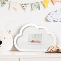 Baby Shower Guest Cloud Frame with Wooden Rain Drops Guestbook Alternative, Nur