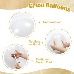60pcs Gold and White Balloons 12inch, 12 inches,