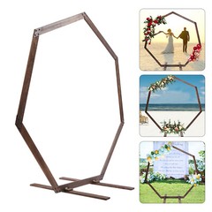 7.2FT Wedding Party Arch Door Wooden Heptagon Flower Arbor Stand Background USA