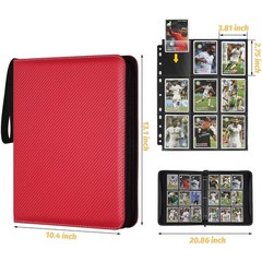 GERMUN 3 Ring 9 Pocket Zipper Card Binder, 720 Double Sided Standard PU Tradi…