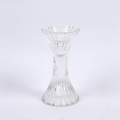 2 Clear 5 in Hour Glass Reversible Pillar and Taper CANDLE HOLDERS Party Events