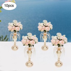 17.7in Height 10 Pcs Versatile Metal Wedding Centerpieces Vase& Pillar Candle