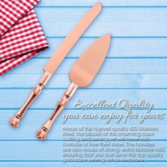 Homi Styles Wedding Cake Knife and Server Set | Rose Gold Color Premium 420 S…