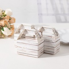 25 WHITEWASHED Favor BOXES Rustic Wooden Design Party Gift Holders Events Home