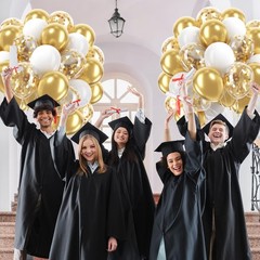 60pcs Gold and White Balloons 12inch, 12 inches,