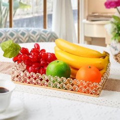 Pcs Metal Crystal Mirror Tray – 11.»x8.1″ Table Centerpieces Tray, Multi 2 Gold