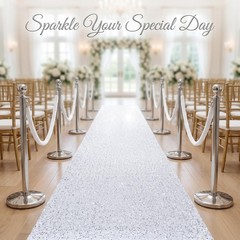 White Sequin Velvet Carpet Runner for Party 4FTx15FT Carpet Sparkly Rug for I…