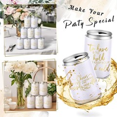 50 Pieces White Wedding Can Cooler Sleeves Bulk Engagement Party Favors