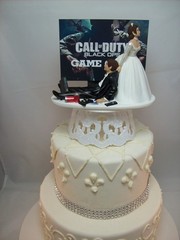 Funny Star Wars Darth Theme Cake Topper Reception Wedding Day Bride Groom Gamer