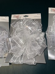 3 Sheer White Wedding Bows 8.5” x 14” NEW