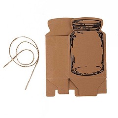 25 Natural Mini Mason Jar Shaped Paper Gift Boxes Jute Rope Ties Party Events