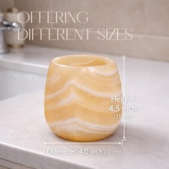 CraftsOfEgypt Egyptian Real Alabaster Stone/Marble Candle Yellowish and White