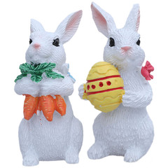 Resin Easter Rabbit Figurines White Pair 2.5 3 6.5cm Festive Home Decor