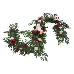 Red& White& Pink 9ft Long PP Artificial Flower Garland For Wedding Decoration