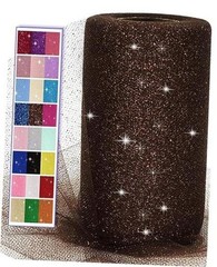 Brown Glitter Tulle Fabric Rolls, 6″ by 50 Yards, 150 ft, Brown