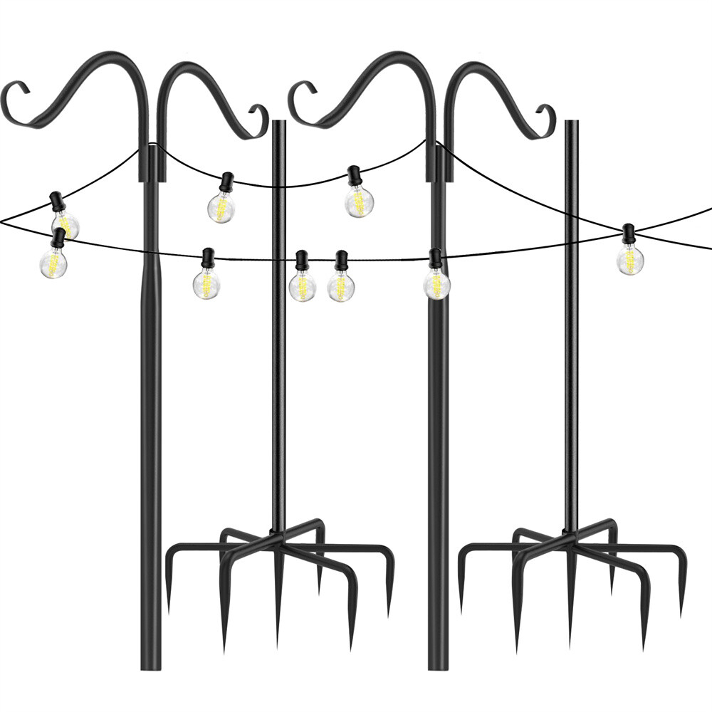 Outdoor Indoor String Light Pole 2 Pack For Deck Garden Holiday Party Wedding US