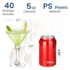 40 Pack Plastic Martini Glasses 5 Oz Disposable 40PCS TALL Martini Glasses