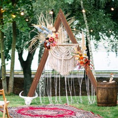 Triangle Wedding Ceremony Arch Wooden Backdrop Stand Heavy Garden Arbor Frame
