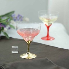 5 oz Disposable CLEAR GOLD PLASTIC Wedding GOBLETS Glasses TABLEWARE WHOLESALE