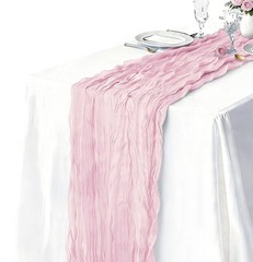 3 Pack Light Pink Cheesecloth Table Runner 21 x 120 21″×120“-3pcs,